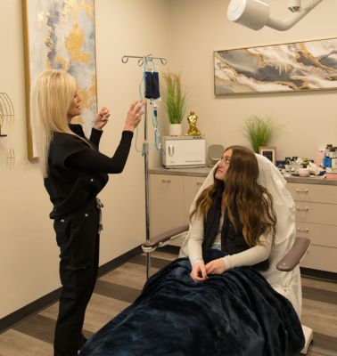 Wellness services at Ridgeline Aesthetics in Idaho Falls including IV therapy, ozone treatments, peptides, and supplements